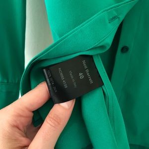 Neil Barrett Tops - Green Silk Concealed Button Back Slit Blouse Neil Barrett Tops - Green Silk Concealed Button Back Slit Blouse